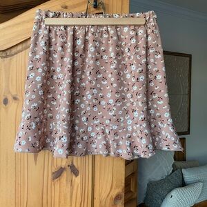 Dailystory Terra Cota Pink Floral Skirt with Ruffle Hem